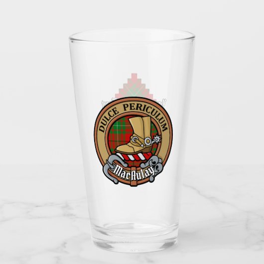 Clan MacAulay Crest boven Tartan Glas (Voorkant)