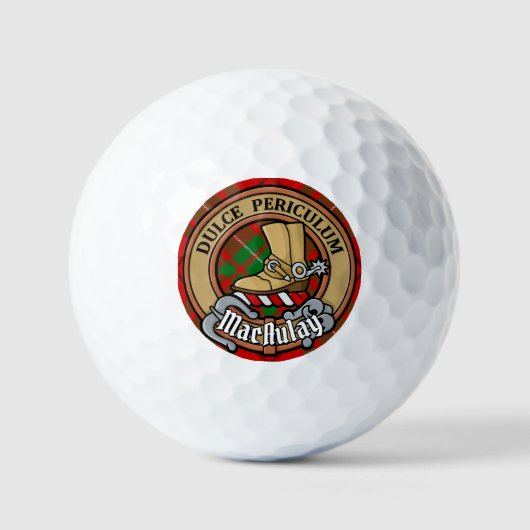 Clan MacAulay Crest boven Tartan Golfballen (Voorkant)