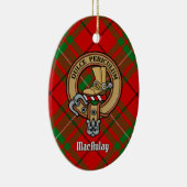 Clan MacAulay Crest boven Tartan Keramisch Ornament (Rechts)