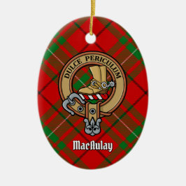 Clan MacAulay Crest boven Tartan Keramisch Ornament