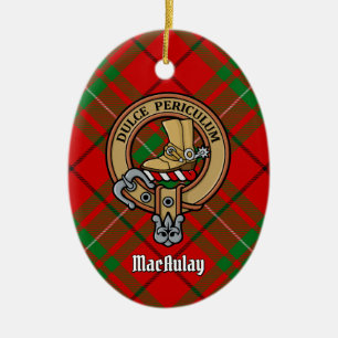 Clan MacAulay Crest boven Tartan Keramisch Ornament