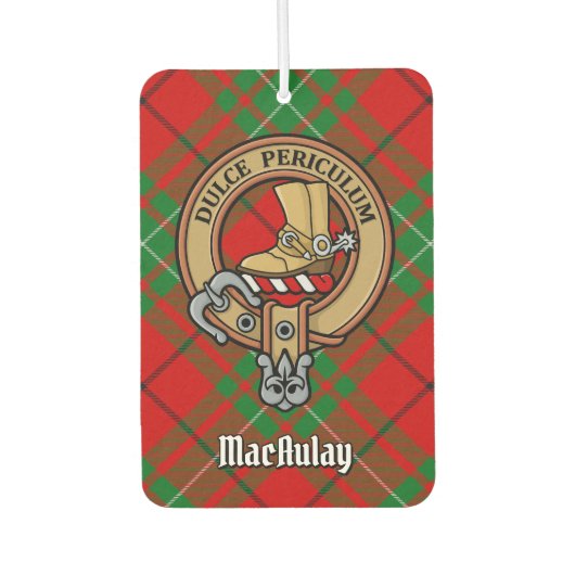 Clan MacAulay Crest boven Tartan Luchtverfrisser (Voorkant)