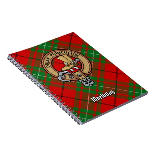 Clan MacAulay Crest boven Tartan Notitieboek (Rechterzijde)
