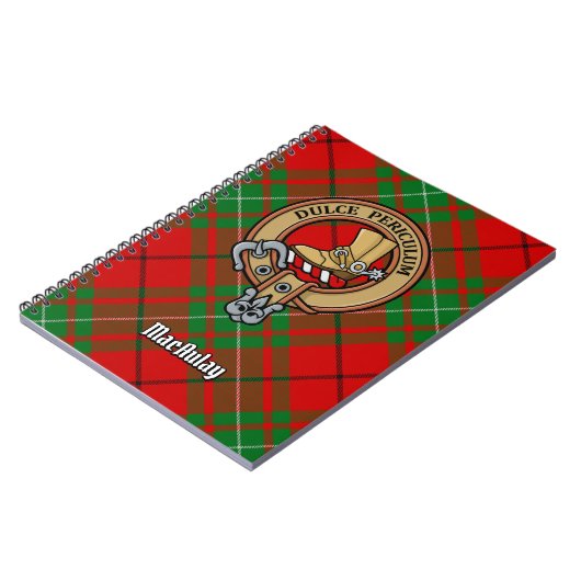Clan MacAulay Crest boven Tartan Notitieboek (Linkerzijde)
