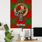 Clan MacAulay Crest boven Tartan Poster (Thuiskantoor)