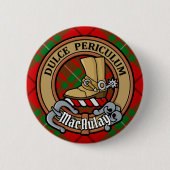Clan MacAulay Crest boven Tartan Ronde Button 5,7 Cm (Voorkant)