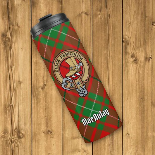 Clan MacAulay Crest boven Tartan Thermosbeker
