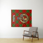 Clan MacAulay Crest boven Tartan Wandkleed (In Situ (horizontaal))
