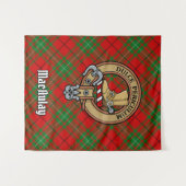 Clan MacAulay Crest boven Tartan Wandkleed (Voorkant (horizontaal))