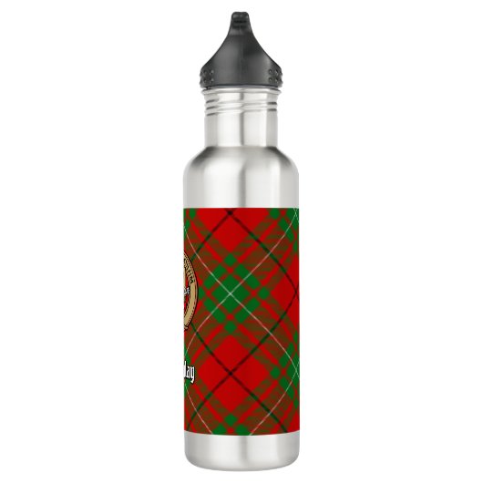 Clan MacAulay Crest boven Tartan Waterfles (Rechts)