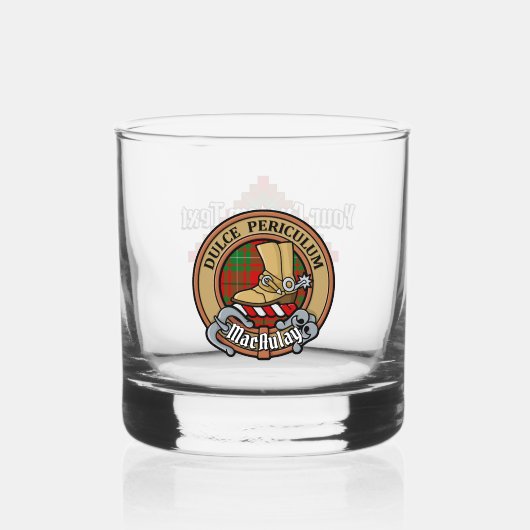 Clan MacAulay Crest boven Tartan Whisky Glas (Voorkant)