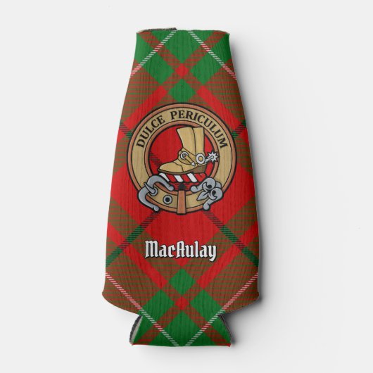 Clan MacAulay Crest over Tartan Bottle Cooler (Voorkant)