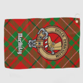 Clan MacAulay Crest over Tartan Golf Handdoek (Horizontaal)