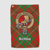 Clan MacAulay Crest over Tartan Golf Handdoek (Voorkant)