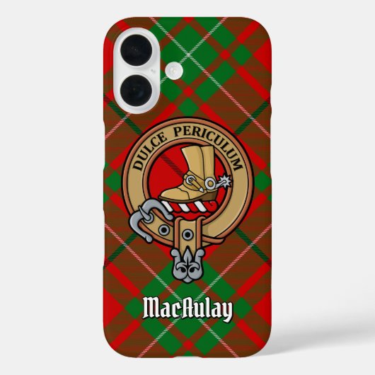 Clan MacAulay Crest over Tartan iPhone Case (Achterkant)
