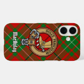 Clan MacAulay Crest over Tartan iPhone Case (Achterkant (horizontaal))