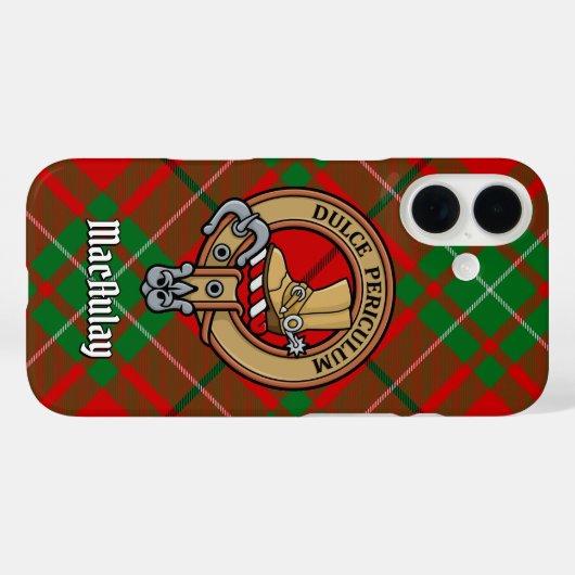 Clan MacAulay Crest over Tartan iPhone Case (Achterkant (horizontaal))