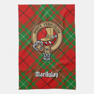 Clan MacAulay Crest over Tartan keukenhanddoek