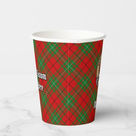 Clan MacAulay Crest over Tartan Paper Cups Papieren Bekers (Rechts)