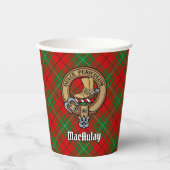 Clan MacAulay Crest over Tartan Paper Cups Papieren Bekers (Voorkant)
