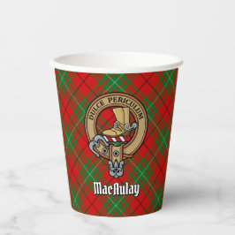 Clan MacAulay Crest over Tartan Paper Cups Papieren Bekers
