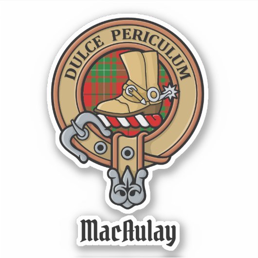 Clan MacAulay Crest over Tartan Sticker (Voorkant)