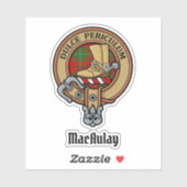Clan MacAulay Crest over Tartan Sticker (Vel)