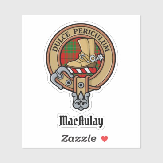 Clan MacAulay Crest over Tartan Sticker (Vel)