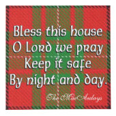 Clan MacAulay Tartan House Blessing Kubus (Voorkant)