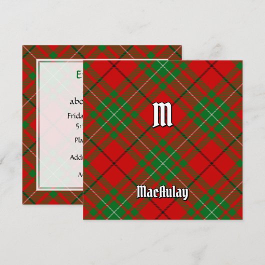 Clan MacAulay Tartan Kaart (Voorkant / Achterkant)