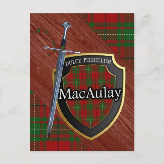 Clan MacAulay Tartan Sword & Shield Briefkaart (Voorkant)