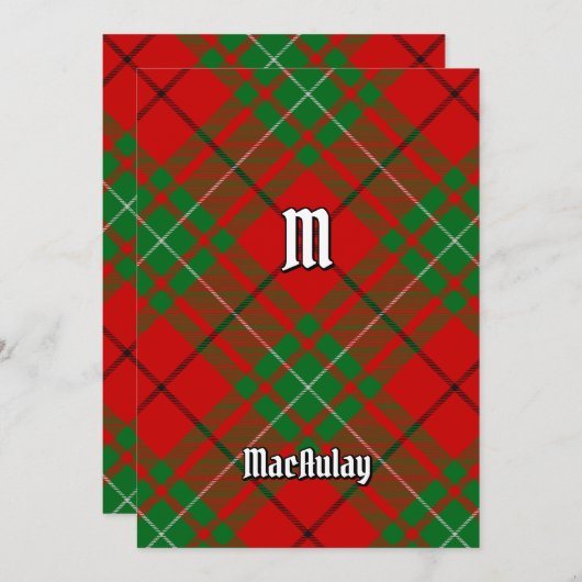 Clan MacAulay Tartan uitnodiging (Voorkant / Achterkant)