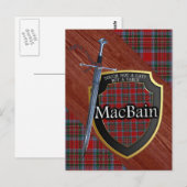 Clan MacBain Tartan Sword & Shield Briefkaart (Voorkant / Achterkant)