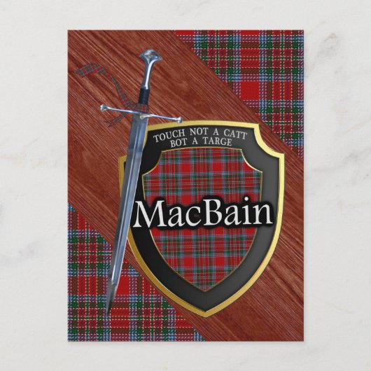 Clan MacBain Tartan Sword & Shield Briefkaart (Voorkant)
