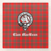 Clan MacBean Crest Badge & Tartan Glazen Onderzetter (Voorkant)