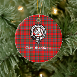 Clan MacBean Crest Badge & Tartan Keramisch Ornament