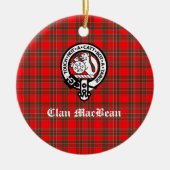 Clan MacBean Crest Badge & Tartan Keramisch Ornament (Voorkant)