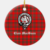 Clan MacBean Crest Badge & Tartan Keramisch Ornament (Achterkant)