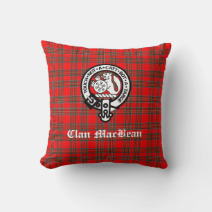 Clan MacBean Crest Badge & Tartan Kussen