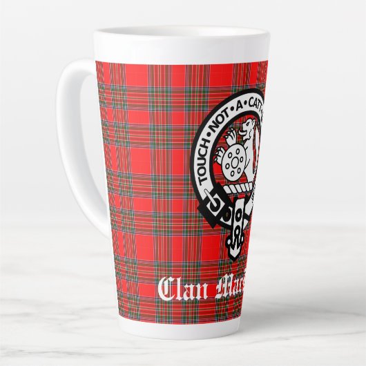 Clan MacBean Crest Badge & Tartan Latte Mok (Linkerhoek)