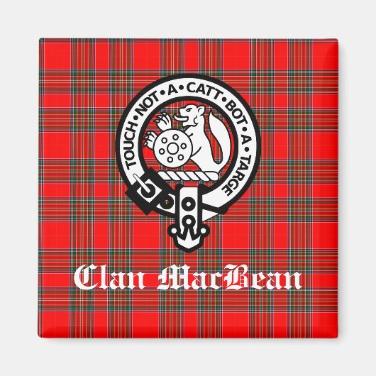 Clan MacBean Crest Badge & Tartan Magneet (Voorkant)