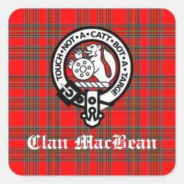 Clan MacBean Crest Badge & Tartan Vierkante Sticker