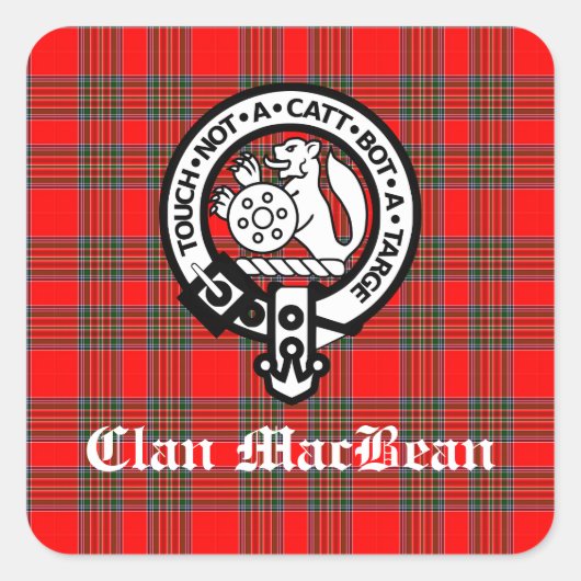 Clan MacBean Crest Badge & Tartan Vierkante Sticker (Voorkant)