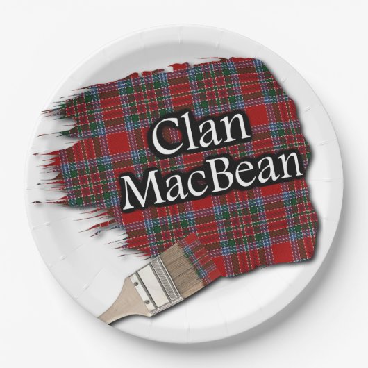 Clan MacBean Scottish Tartan Paint Brush Papieren Bordje (Voorkant)