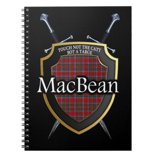 Clan MacBean Tartan Shield & Zwaarden Notitieboek (Voorkant)