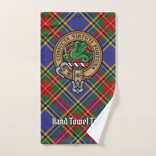 Clan MacBeth Crest over Tartan Bad Handdoek (Handdoek)