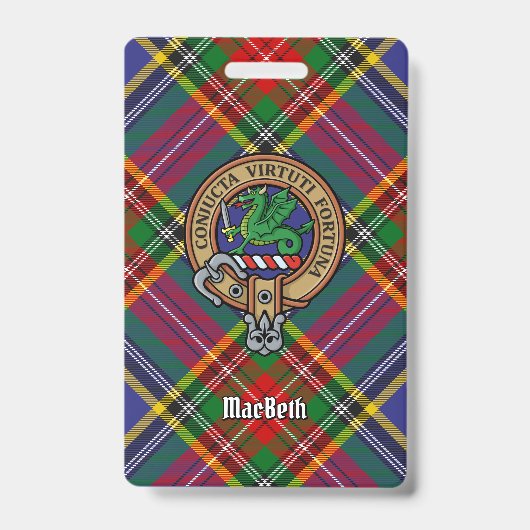 Clan MacBeth Crest over Tartan Badge (Voorzijde)