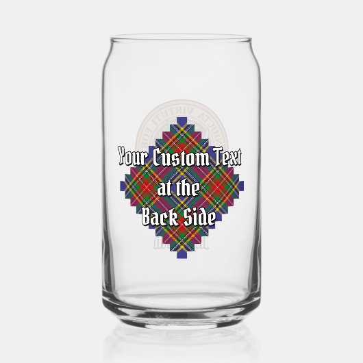 Clan MacBeth Crest over Tartan Blikvorm Glas (Achterkant)
