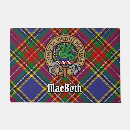 Clan MacBeth Crest over Tartan Deurmat (Voorkant)