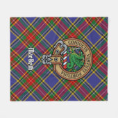 Clan MacBeth Crest over Tartan Fleece Deken (Voorkant (Horizontaal))